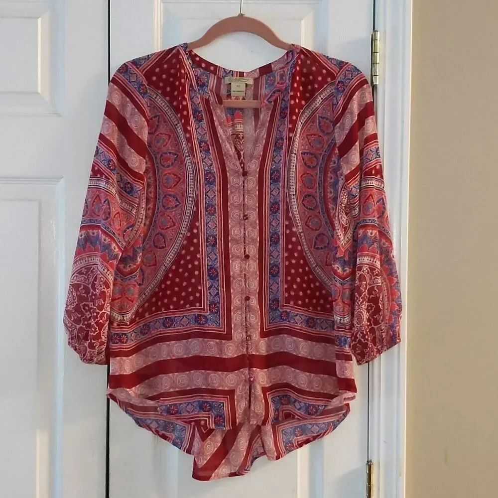 Lucky Brand sheer button down topSz XSNWOT